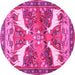 Round Animal Pink Traditional Rug, tr3897pnk