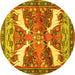 Round Animal Yellow Traditional Rug, tr3897yw