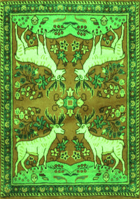 Animal Green Traditional Rug, tr3897grn