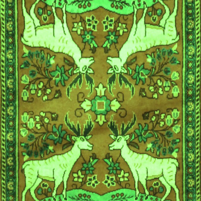 Animal Green Traditional Rug, tr3897grn