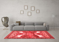 Machine Washable Animal Red Traditional Rug, wshtr3897red