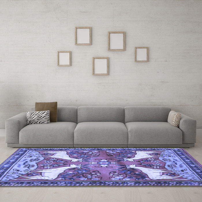 Machine Washable Animal Blue Traditional Rug in a Living Room, wshtr3897blu