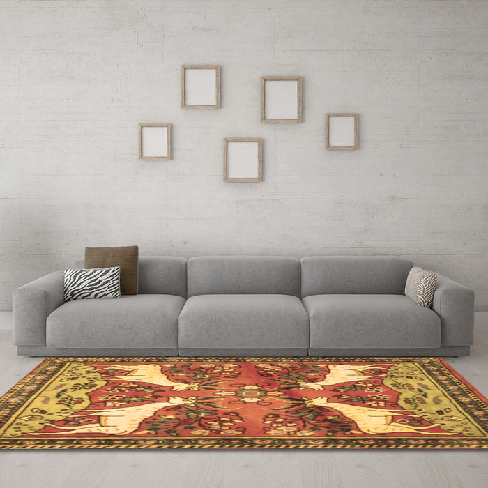 Machine Washable Animal Brown Traditional Rug in a Living Room,, wshtr3897brn