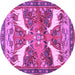 Round Animal Purple Traditional Rug, tr3897pur