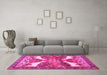 Machine Washable Animal Pink Traditional Rug in a Living Room, wshtr3897pnk