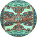 Round Machine Washable Animal Light Blue Traditional Rug, wshtr3897lblu