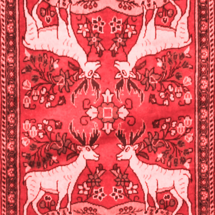 Machine Washable Animal Red Traditional Rug, wshtr3897red