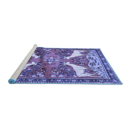 Sideview of Machine Washable Animal Blue Traditional Rug, wshtr3897blu
