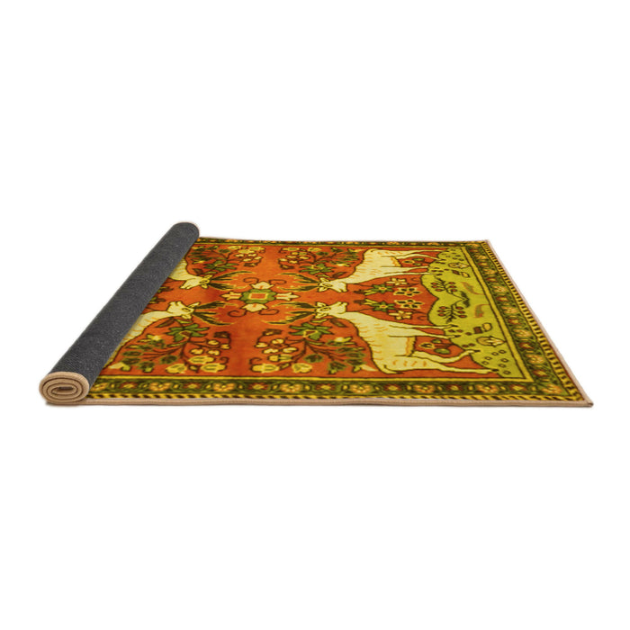 Sideview of Animal Yellow Traditional Rug, tr3897yw