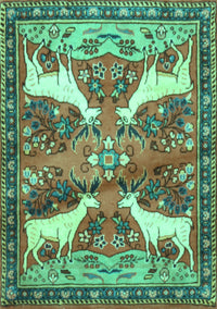 Animal Turquoise Traditional Rug, tr3897turq