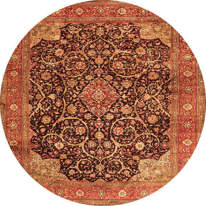 Machine Washable Medallion Orange Traditional Area Rugs, wshtr3898org