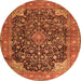 Machine Washable Medallion Orange Traditional Area Rugs, wshtr3898org