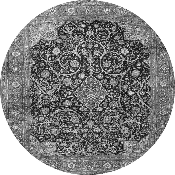 Machine Washable Medallion Gray Traditional Rug, wshtr3898gry