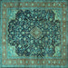 Square Medallion Turquoise Traditional Rug, tr3898turq