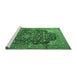 Sideview of Machine Washable Medallion Emerald Green Traditional Area Rugs, wshtr3898emgrn