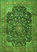 Serging Thickness of Machine Washable Medallion Green Traditional Area Rugs, wshtr3898grn