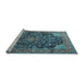 Sideview of Machine Washable Medallion Light Blue Traditional Rug, wshtr3898lblu