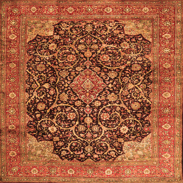 Serging Thickness of Medallion Orange Traditional Rug, tr3898org
