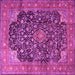 Square Machine Washable Medallion Pink Traditional Rug, wshtr3898pnk