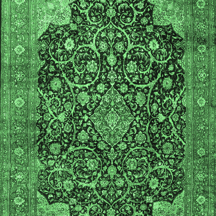 Machine Washable Medallion Emerald Green Traditional Area Rugs, wshtr3898emgrn