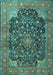 Machine Washable Medallion Turquoise Traditional Area Rugs, wshtr3898turq