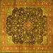 Square Medallion Yellow Traditional Rug, tr3898yw