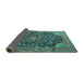 Sideview of Medallion Turquoise Traditional Rug, tr3898turq