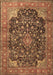 Machine Washable Medallion Brown Traditional Rug, wshtr3898brn