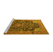 Sideview of Machine Washable Medallion Yellow Traditional Rug, wshtr3898yw