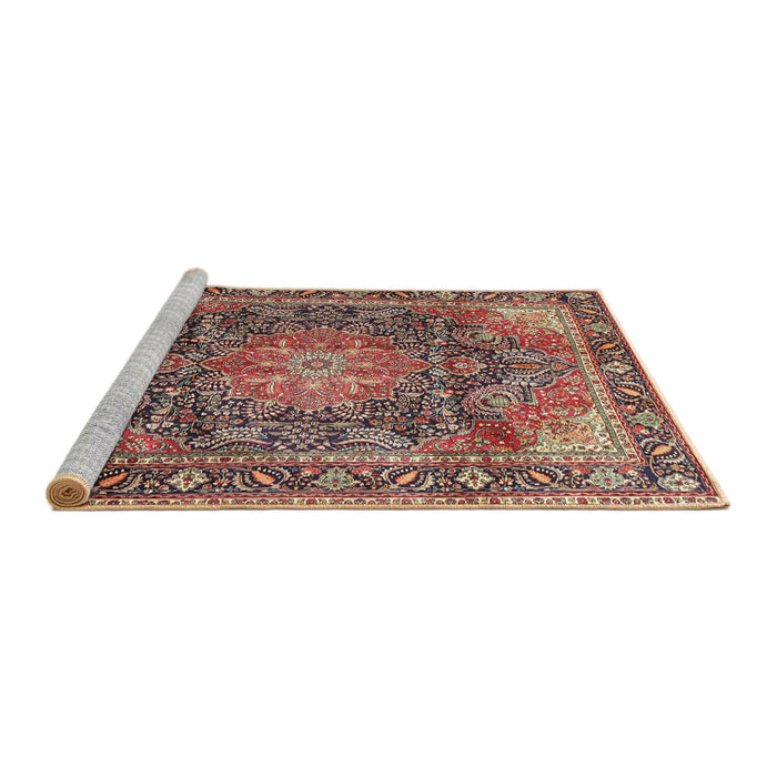 Sideview of Machine Washable Traditional Saffron Red Rug, wshtr3899