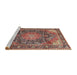 Sideview of Machine Washable Traditional Saffron Red Rug, wshtr3899