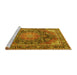 Sideview of Machine Washable Medallion Yellow Traditional Rug, wshtr3899yw