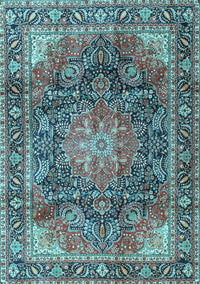 Medallion Light Blue Traditional Rug, tr3899lblu