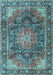 Medallion Light Blue Traditional Rug, tr3899lblu