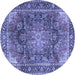 Round Medallion Blue Traditional Rug, tr3899blu