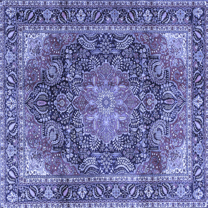 Square Machine Washable Medallion Blue Traditional Rug, wshtr3899blu