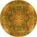 Round Medallion Yellow Traditional Rug, tr3899yw