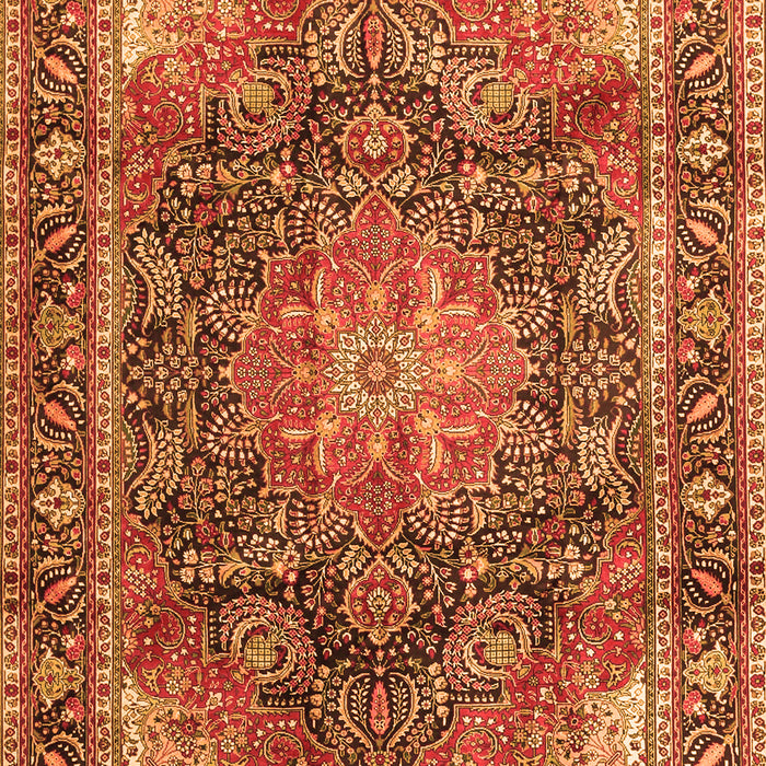 Serging Thickness of Machine Washable Medallion Orange Traditional Area Rugs, wshtr3899org