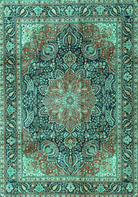 Medallion Turquoise Traditional Rug, tr3899turq