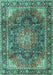 Medallion Turquoise Traditional Rug, tr3899turq