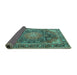 Sideview of Medallion Turquoise Traditional Rug, tr3899turq