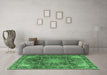 Machine Washable Medallion Emerald Green Traditional Area Rugs in a Living Room,, wshtr3899emgrn