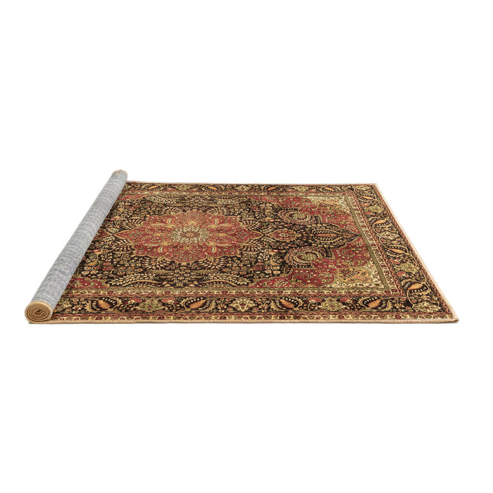 Sideview of Machine Washable Medallion Brown Traditional Rug, wshtr3899brn