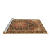 Sideview of Machine Washable Medallion Brown Traditional Rug, wshtr3899brn