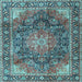 Square Medallion Light Blue Traditional Rug, tr3899lblu