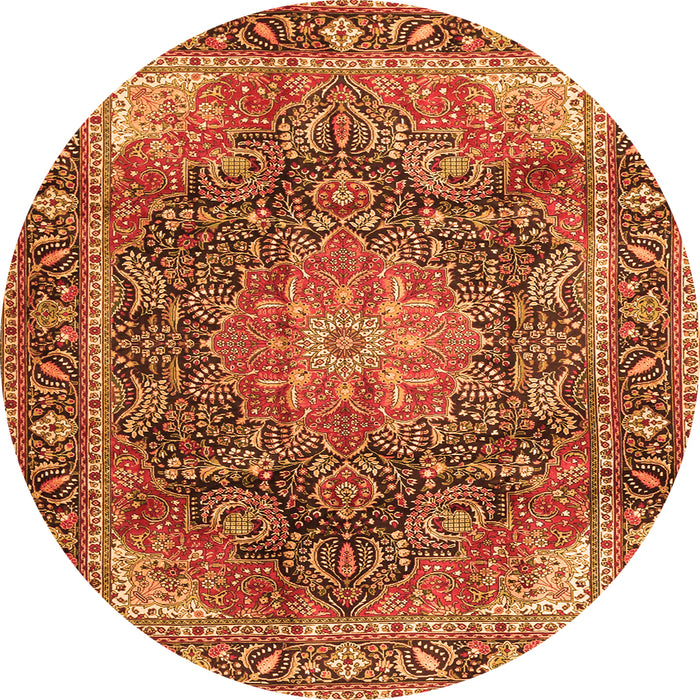 Machine Washable Medallion Orange Traditional Area Rugs, wshtr3899org