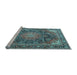 Sideview of Machine Washable Medallion Light Blue Traditional Rug, wshtr3899lblu