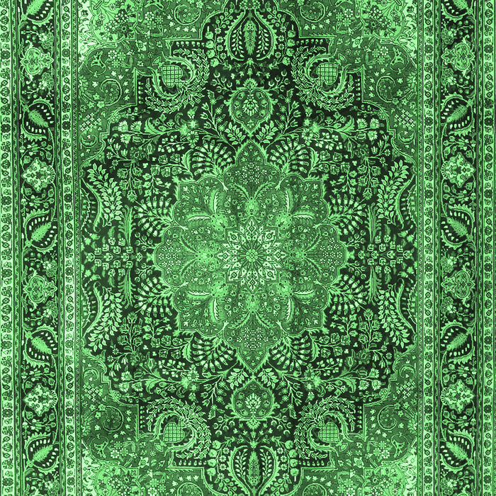 Machine Washable Medallion Emerald Green Traditional Area Rugs, wshtr3899emgrn