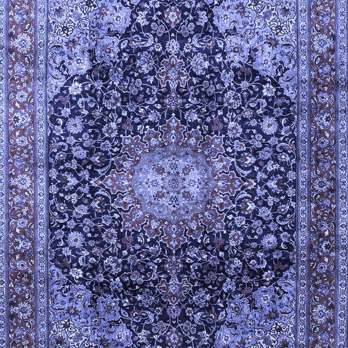 Machine Washable Medallion Blue Traditional Rug, wshtr389blu