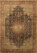 Machine Washable Medallion Brown Traditional Rug, wshtr389brn